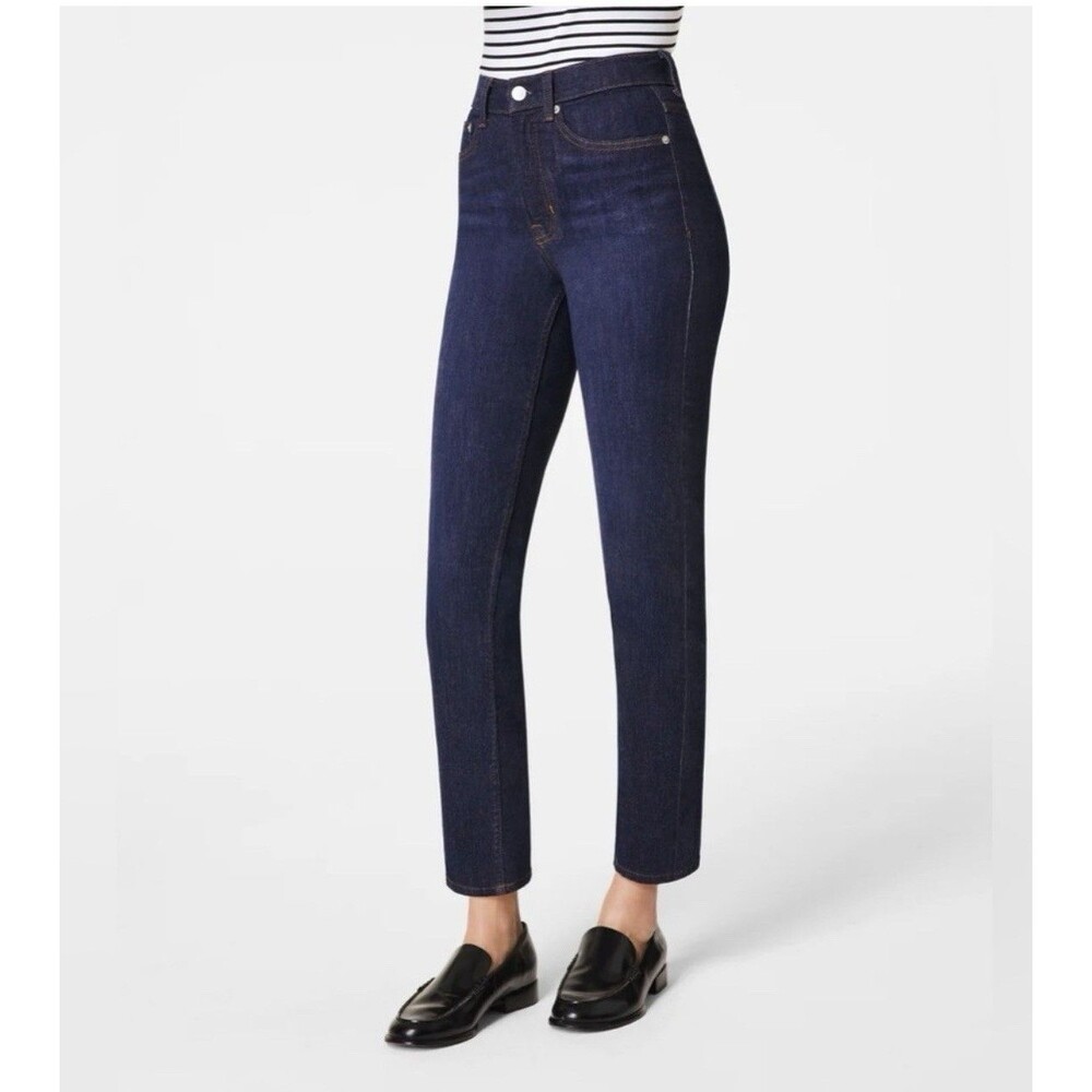Spanx Sculpt ReDefine Slim Straight Jeans Dark Indigo Denim Women's Size 16 New